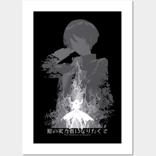 The Eminence in Shadow anime characters Cid Kagenou in Distressed Grunge Style featured with Japanese Text Posters and Art